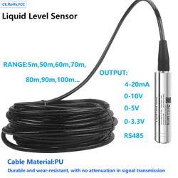 Nadajnik poziomu cieczy hydrostatyczna w zakresie 100M 4-20mA 0-10V 0-3.3V RS485 poziom ciśnienia wyjściowego wody sonda czujnika 60M 70M 90M