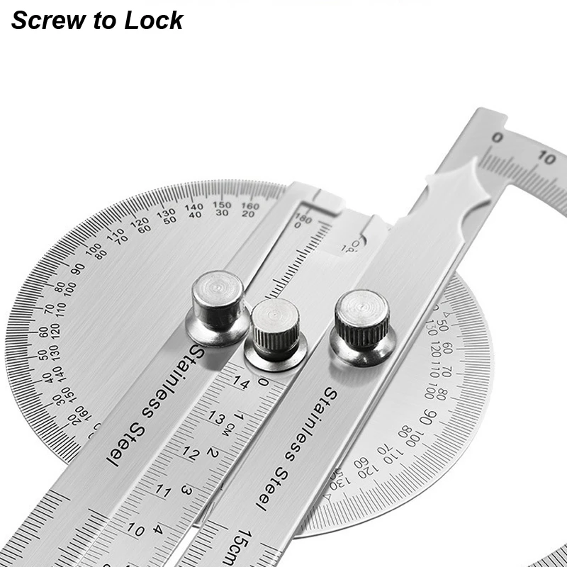 Angle Meter Measure Protractor Ruler Metal Finder 180 Degree Guage Goniometer Stainless Steel Woodworking Wood Measurement Tool