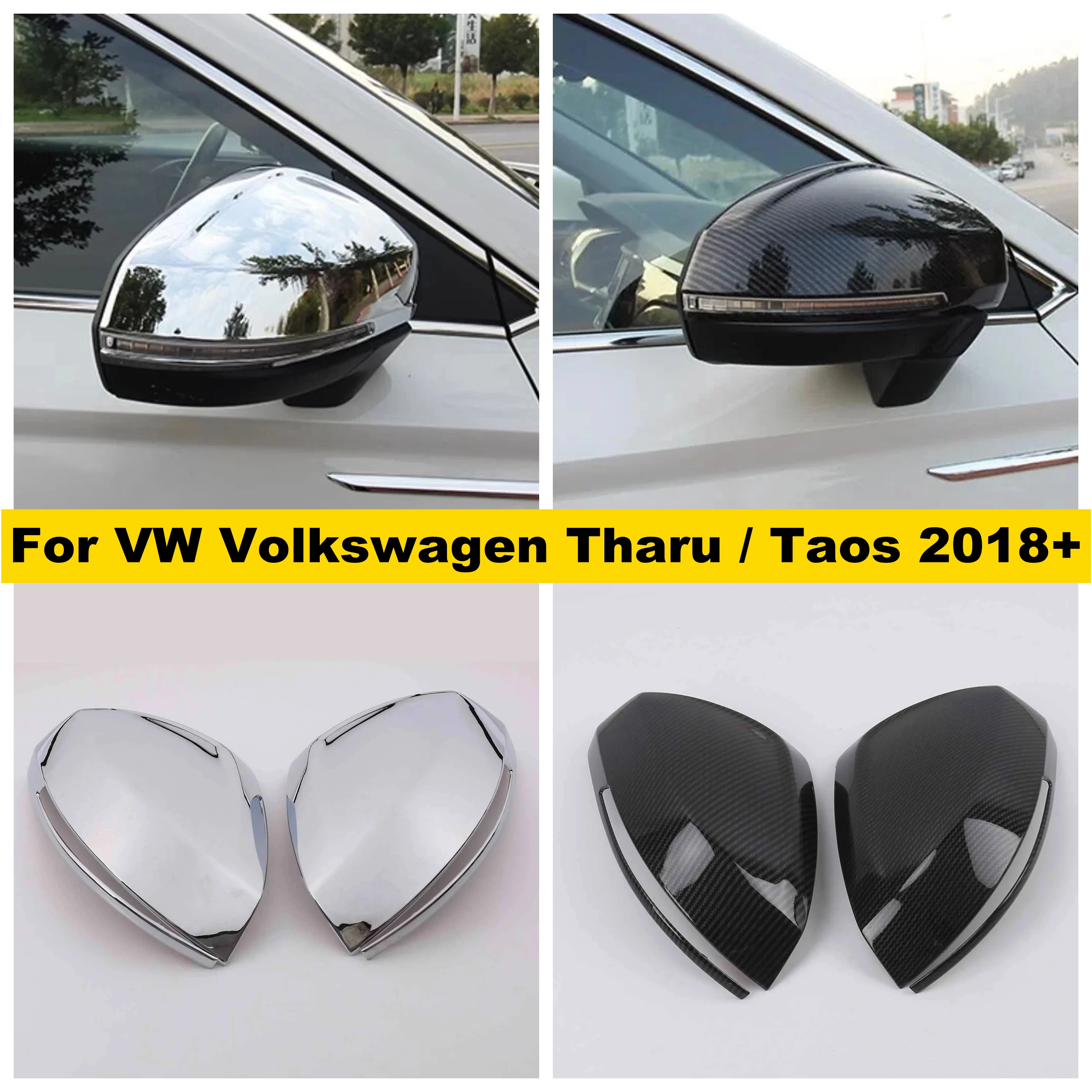 

Outside Door Rearview Mirror Decoration Protector Shell Cap Cover Housing Trim Fit For VW Volkswagen Tharu / Taos 2018 - 2023