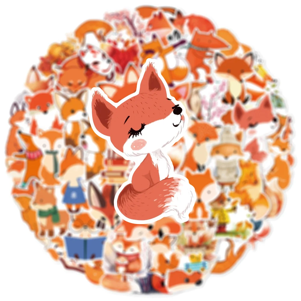 50pcs Cute Cartoon Fox Lowrie Stickers For Scrapbooking Supplies Glass Phone Suitcase Guitar DIY Sticker Pack