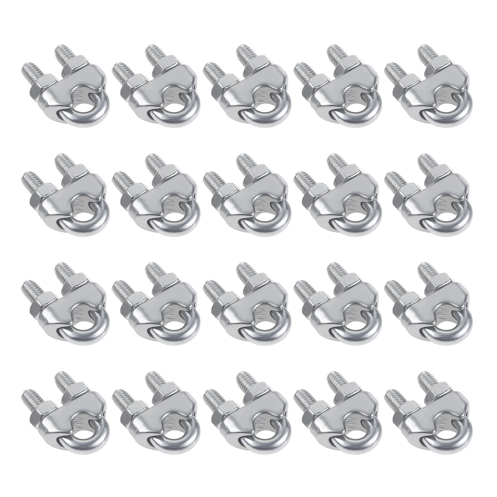 20Pcs U Shaped Clamp Wire Clips M2/3/4/5/6/8mm Cable Fastener Bolts Rigging Hardware Clamps 304 Stainless Steel Rope Sleeve