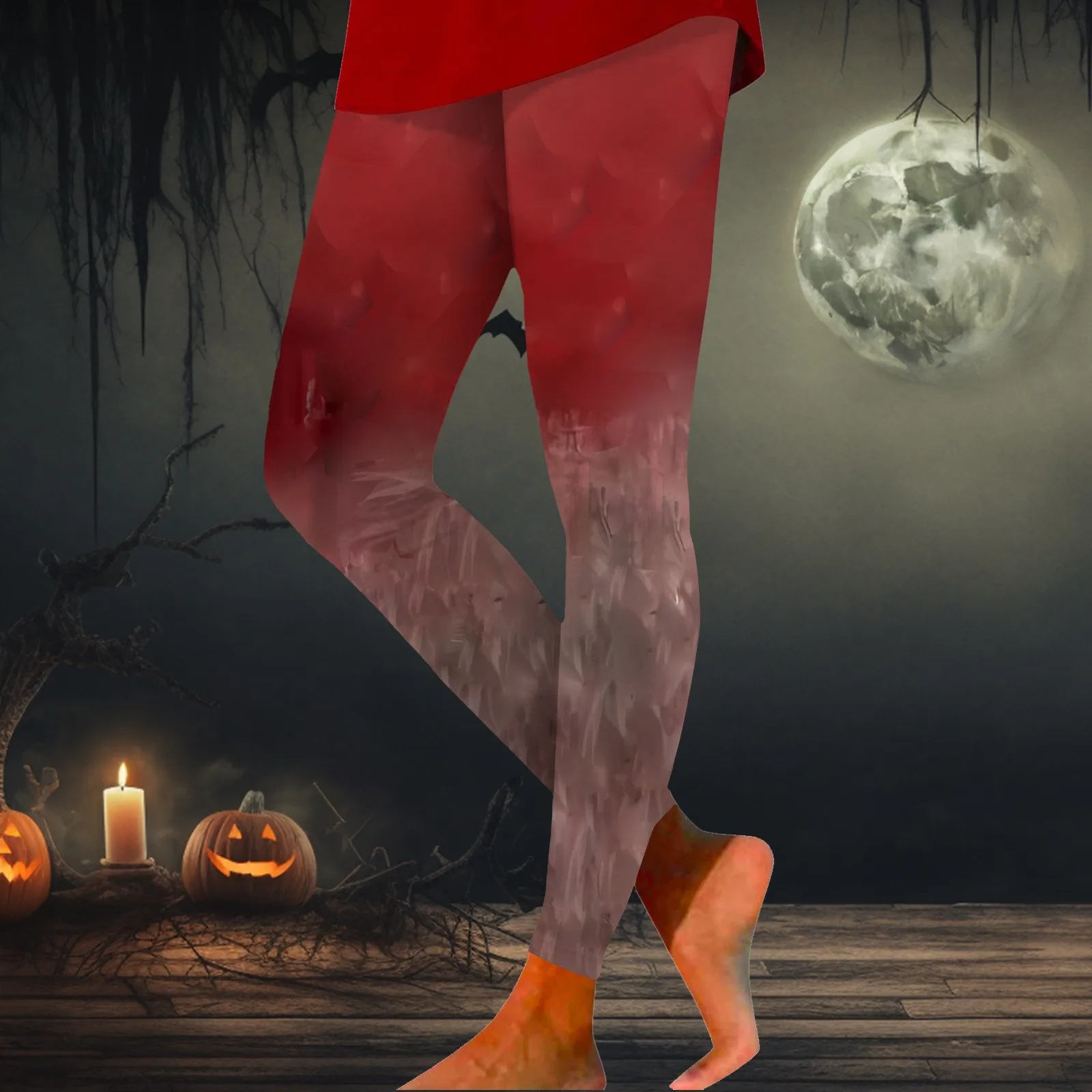 Halloween Cosplay Horror Costume Leggins New Punk Style Legging Blood Printed Leggins Lady Gothic Workout Fitness Ankle Pants