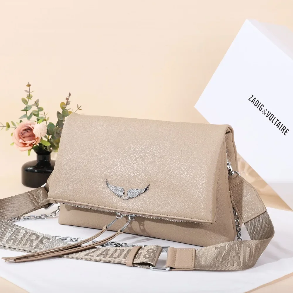 

Classic Black Women crossbody Handbag Bag 2025 New Fashionable Zadigent Wing Bag Design Casual Ladies Chain Crossbody Luxury Bag
