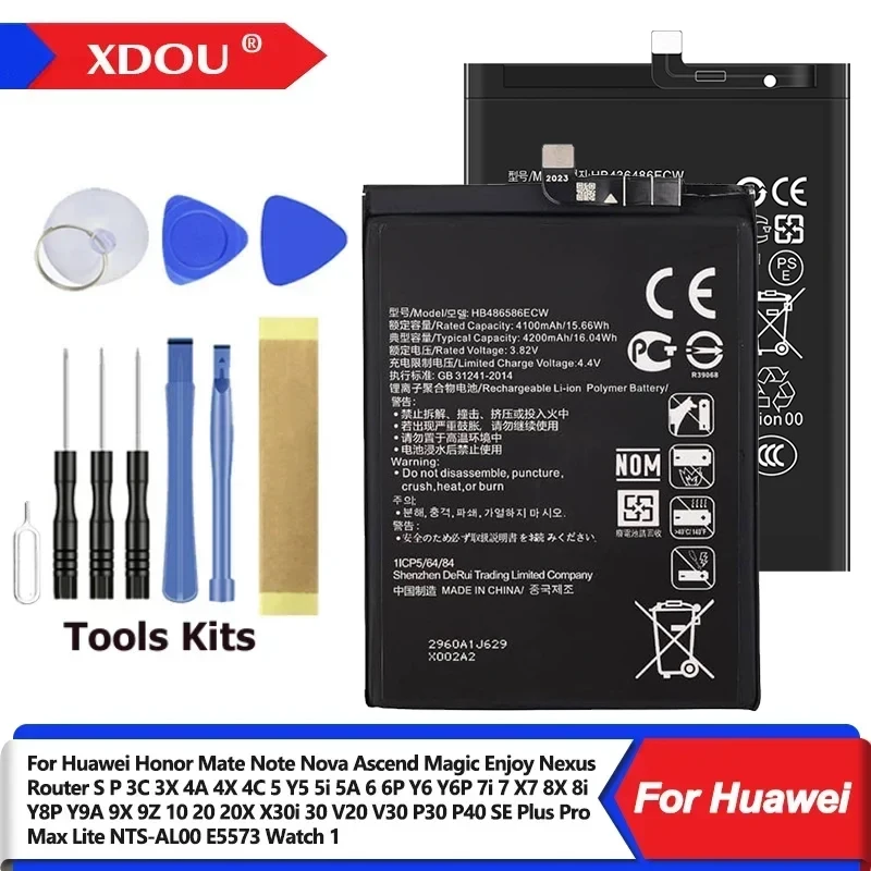 Battery For Huawei Honor Mate Note 3C 3X 4X 4C 5 Y5 5i 5A 6 Y6 7i 7 X7 8X 8i 10 20 20X 30 V20 V30 P30 P40 SE Plus Pro Max Lite
