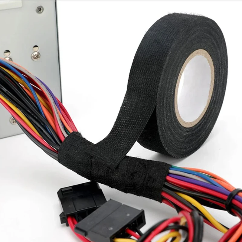 1 Roll 25M Auto Cable Loom Tape, Black Cloth Fabric Heatproof Adhesive Tape for Car Wiring Harness Insulation and Wrapping