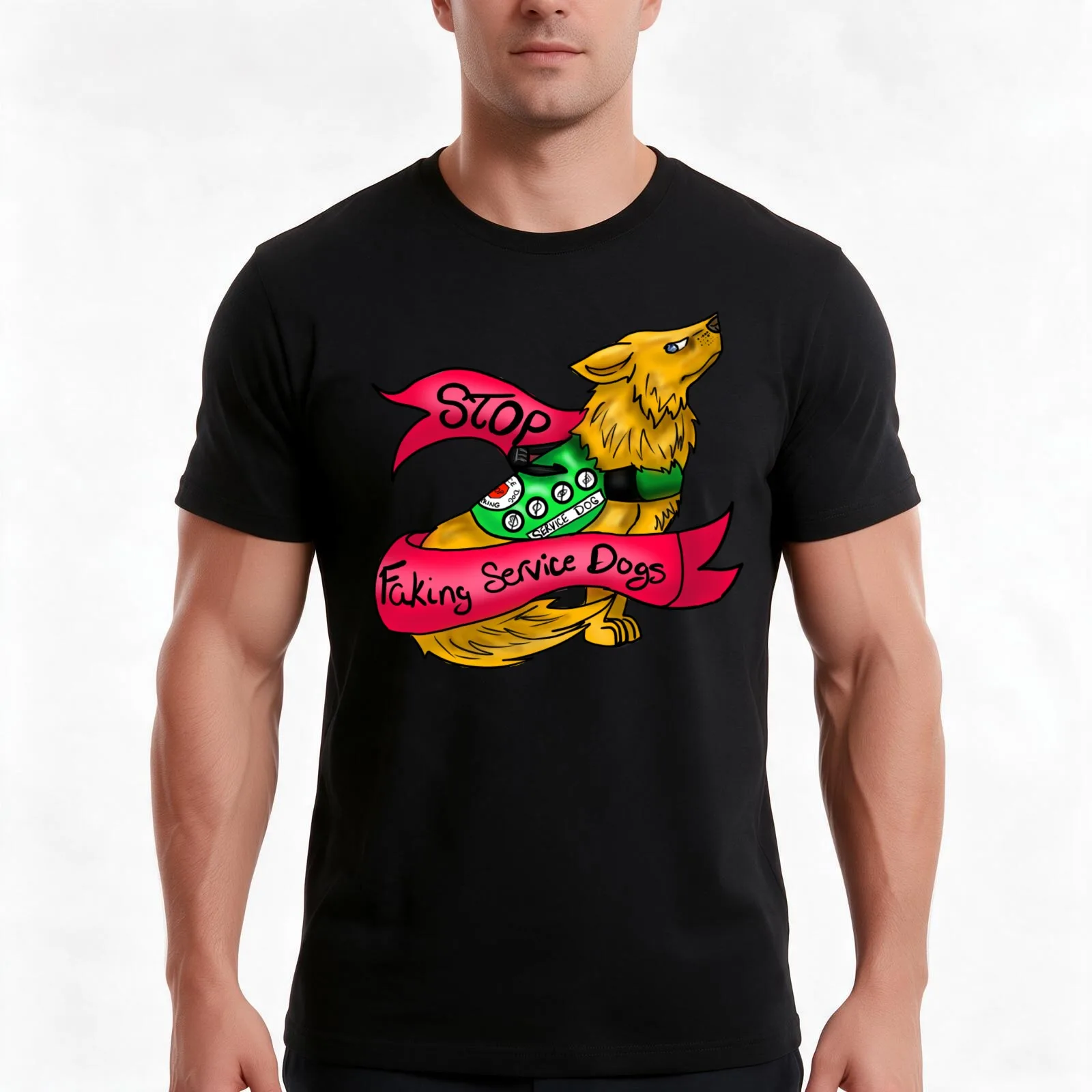 Stop Faking Service Dogs T-Shirt, Summer Casual Cotton Tee, Oversized Streetwear Tops, Vintage Graphic Print, Unisex Men Women