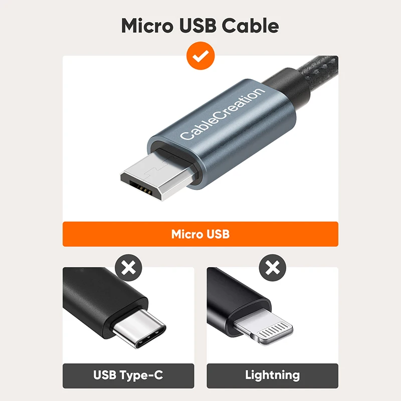 CableCreation Short Micro USB Cable 0.5FT Grey, Micro USB to USB Cable Triple Shielded Fast Charger Cable