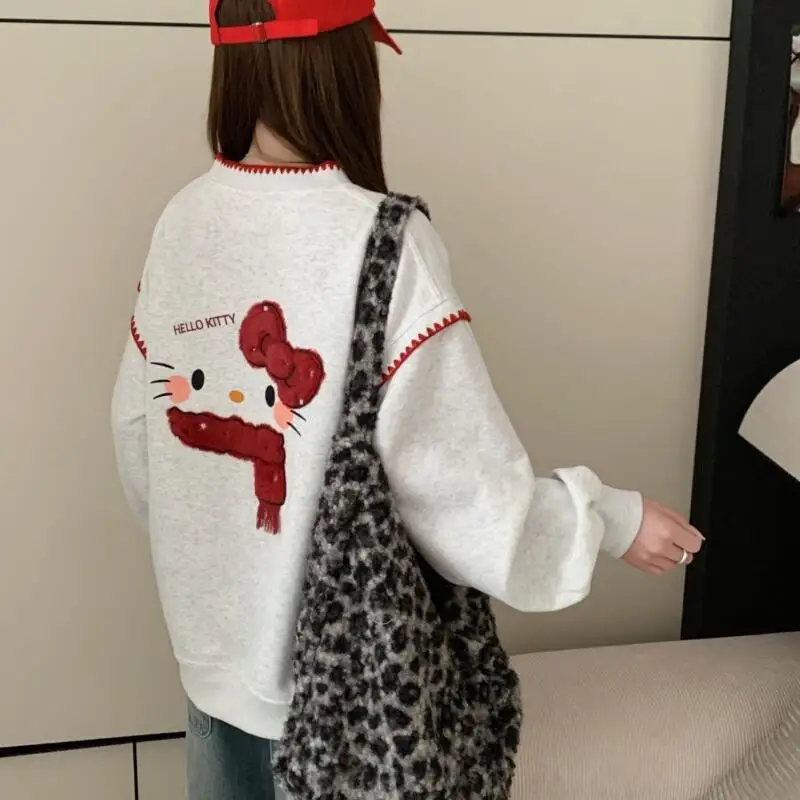 

Sweet Korean Student Round Neck Hoodie New Cartoon Anime Girl Kawaii Casual Tops Comfortable Versatile Fashionable Skin-Friendly