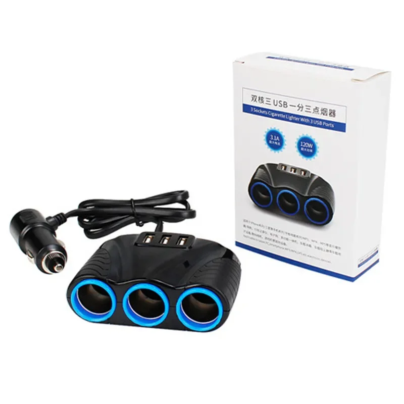 Imagem -06 - Vias Auto Soquetes Isqueiro do Carro Adaptador Divisor Isqueiro 5v 3.1a Potência de Saída Usb Carregador 120w Alta Qualidade