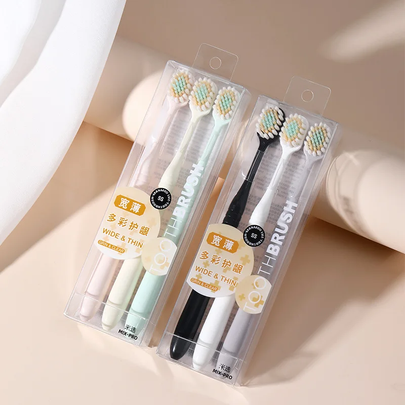 

Japanese style wide thin head soft bristle toothbrush adult 3 pack couple home fine soft bristle advanced toothbrush