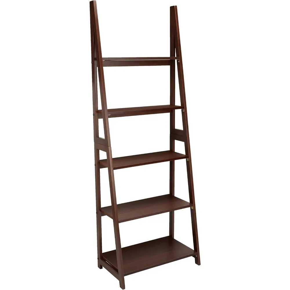 

Basics Ladder Bookshelf Organizer, Solid Rubberwood Frame,