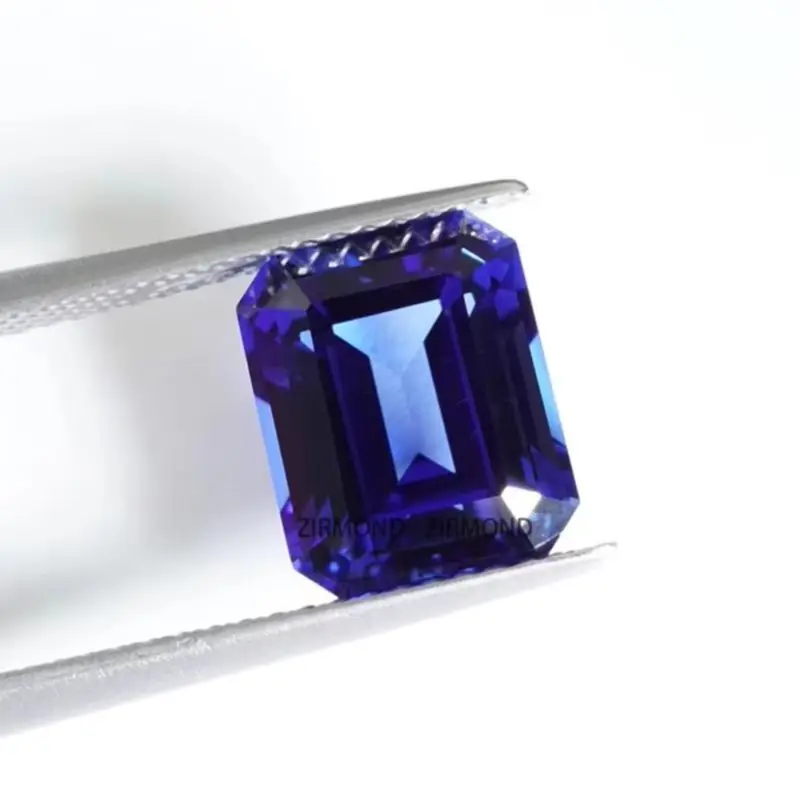 

Cornflower Blue Sapphire Optical Perfect Emerald Cut Versatile Synthetic Loose Gemstones for Solitaire Rings Provide AGL Report