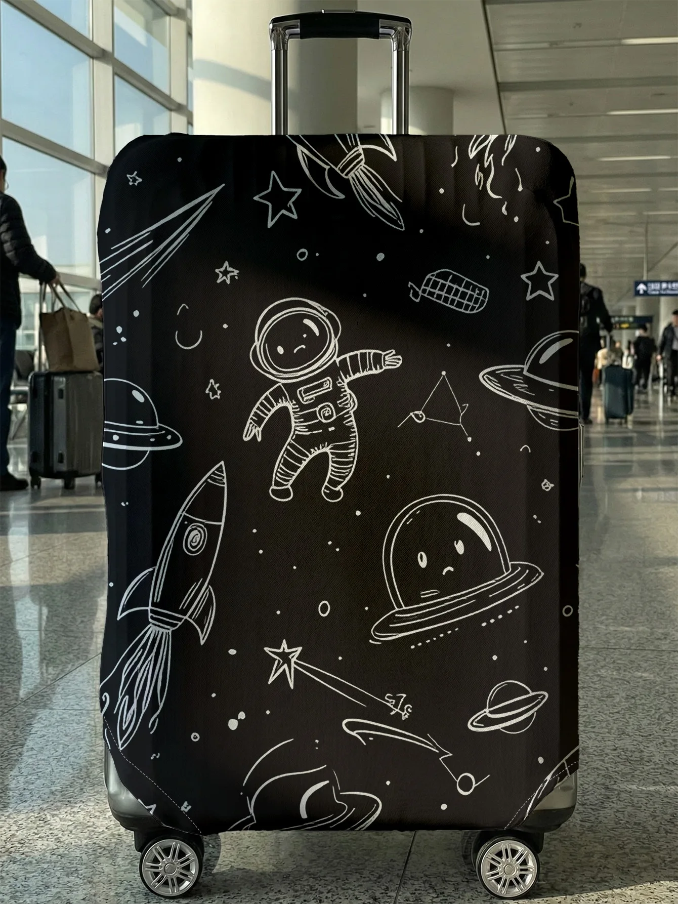 

Astronaut rocket full printed luggage protection cover, suitable for 18-32 inch luggage covers, luggage handle gloves, travel ac