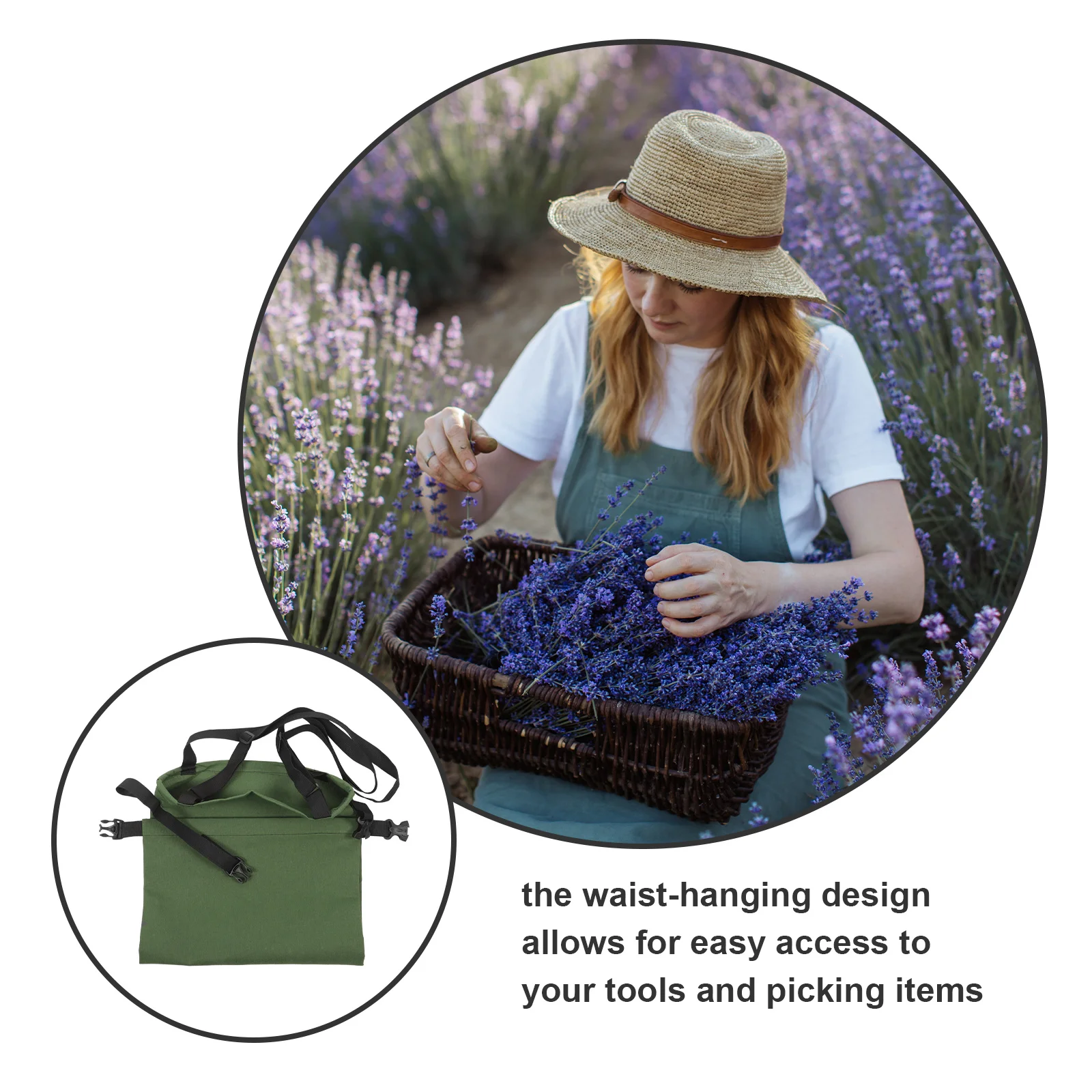 

Orchard Canvas Picking Apron Adjustable Strap Waist Hanging Fruit Vegetable Foraging Bag Garden Harvest Storage Pouch
