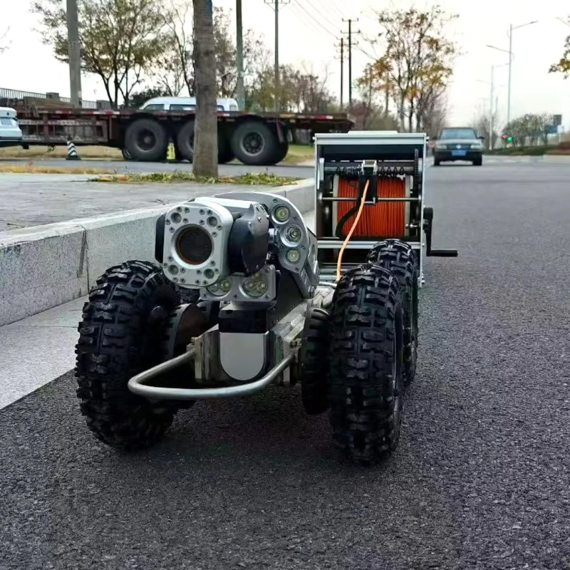 Sewage Pipeline Inspection Robot Wheeled 4-Wheel Drive LED Fill Light for Capturing Internal Defect of Underground Drain Pipe