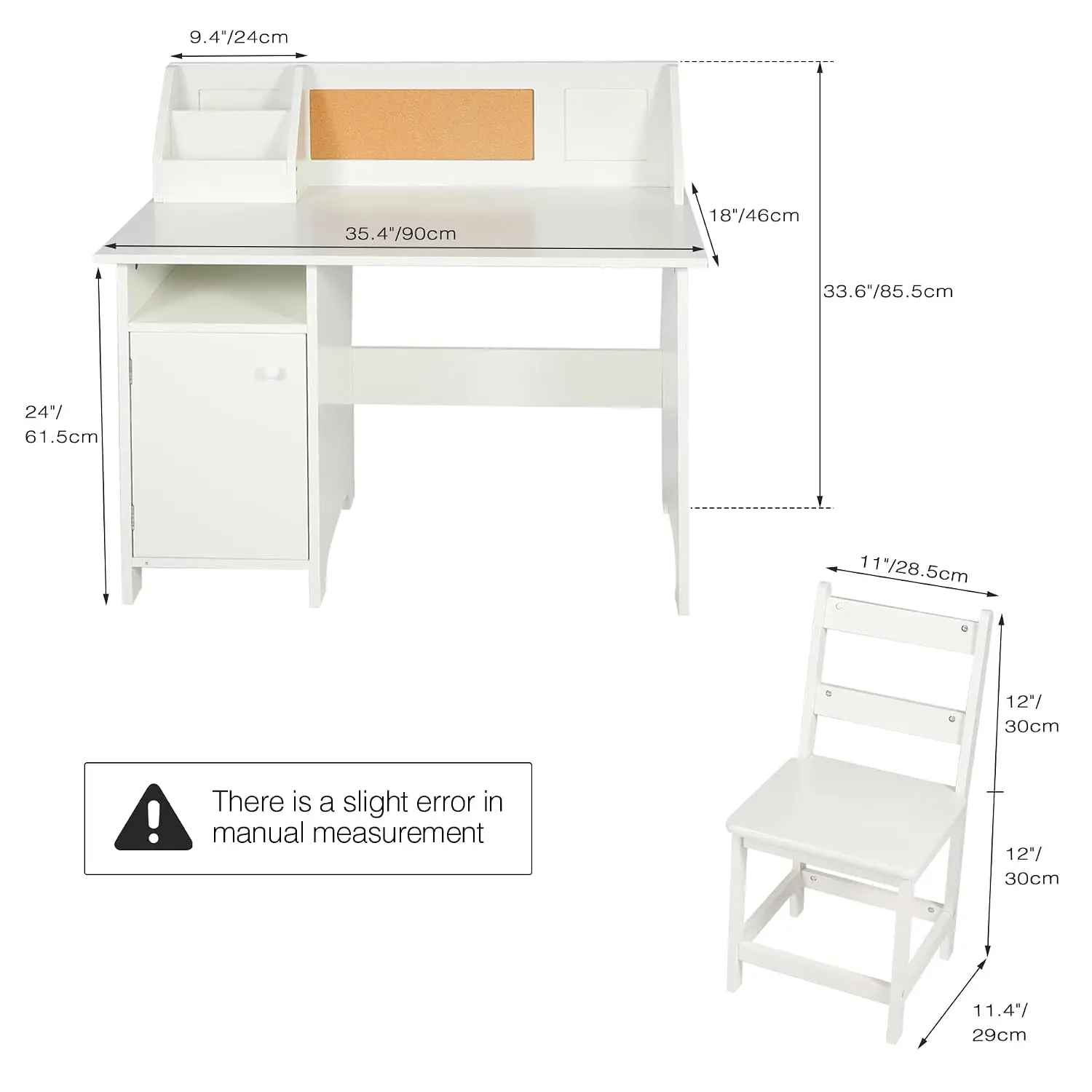 Kids Desk & Chair Set Hutch Wooden Table Ergonomic Study Station Storage Cabinet Bulletin Board Bedroom School, Customized