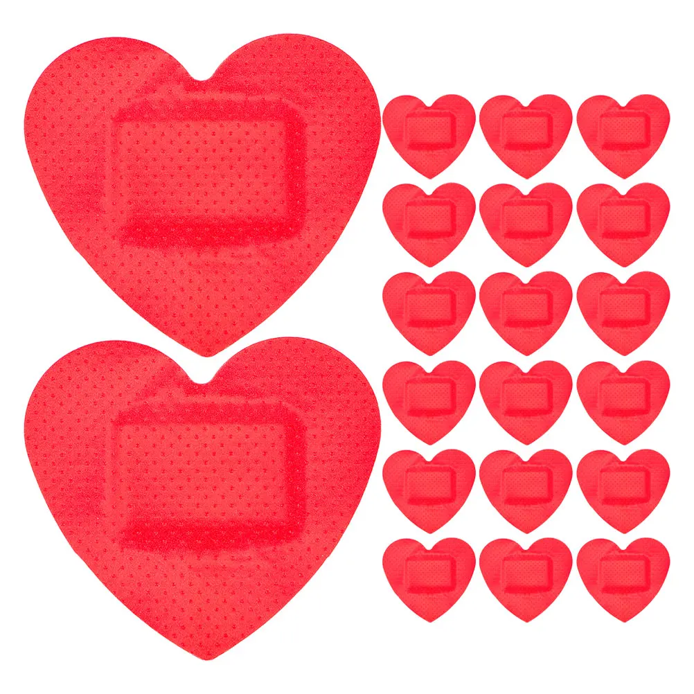

50 Pcs Heart Shaped Bandage Flexible Fabric Adhesive Bandages Dressing for Adults