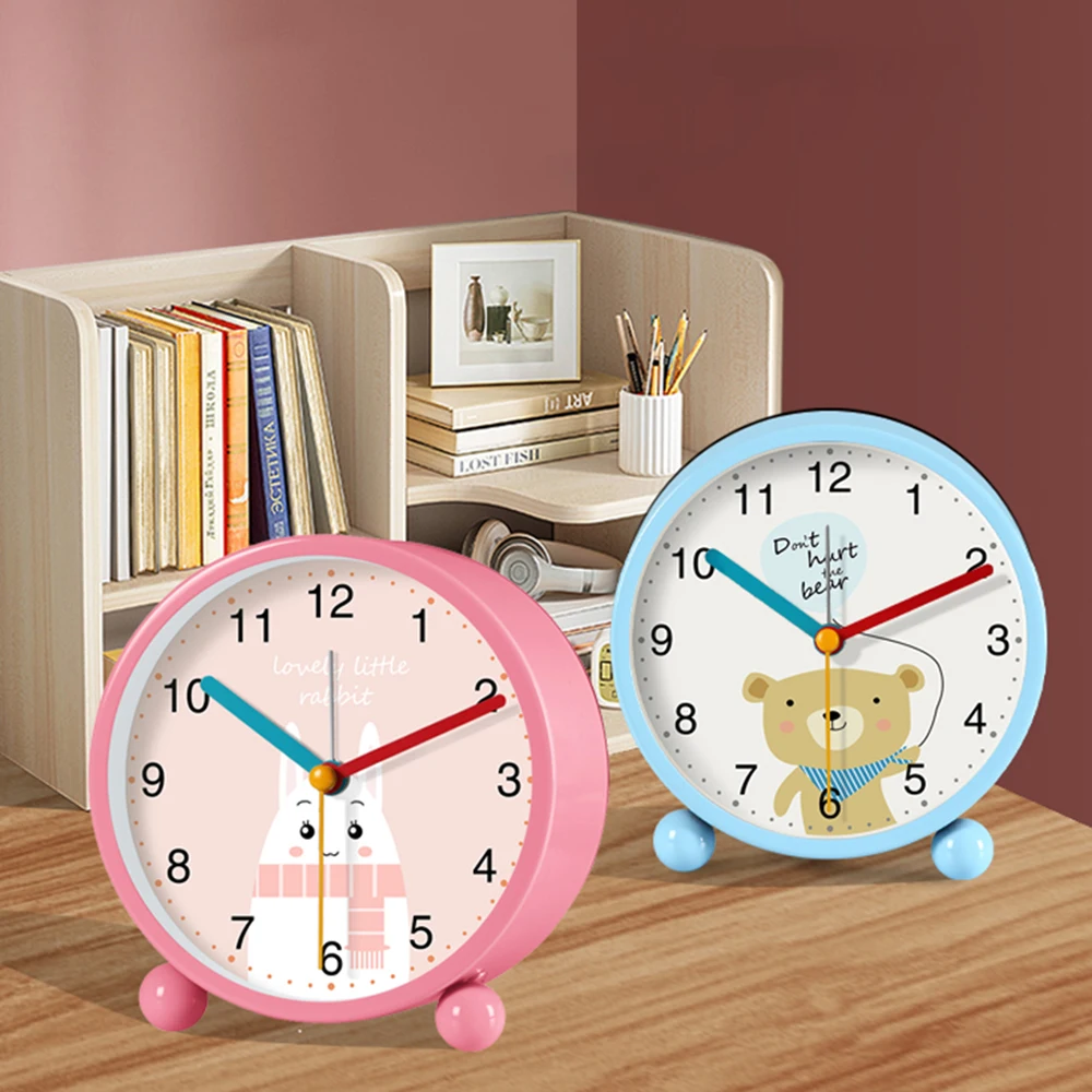 1 Stück Niedlicher Hasen-Wecker für Kinder Geräuschloser Quarz-Zeitmesser Nachttischuhr mit Hasen-Design für Mädchen Jungen Schlafzimmer