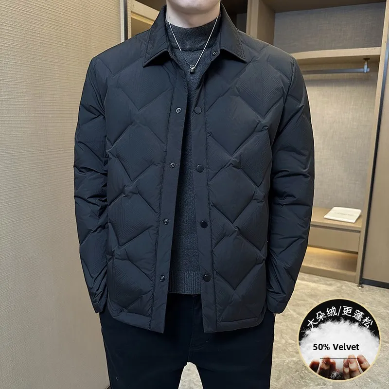 

Мужская повседневная модная пуховая куртка с воротником-молнией, теплая молодежная зима, Новое поступление, подставка из полиэфирного волокна, длинный свек