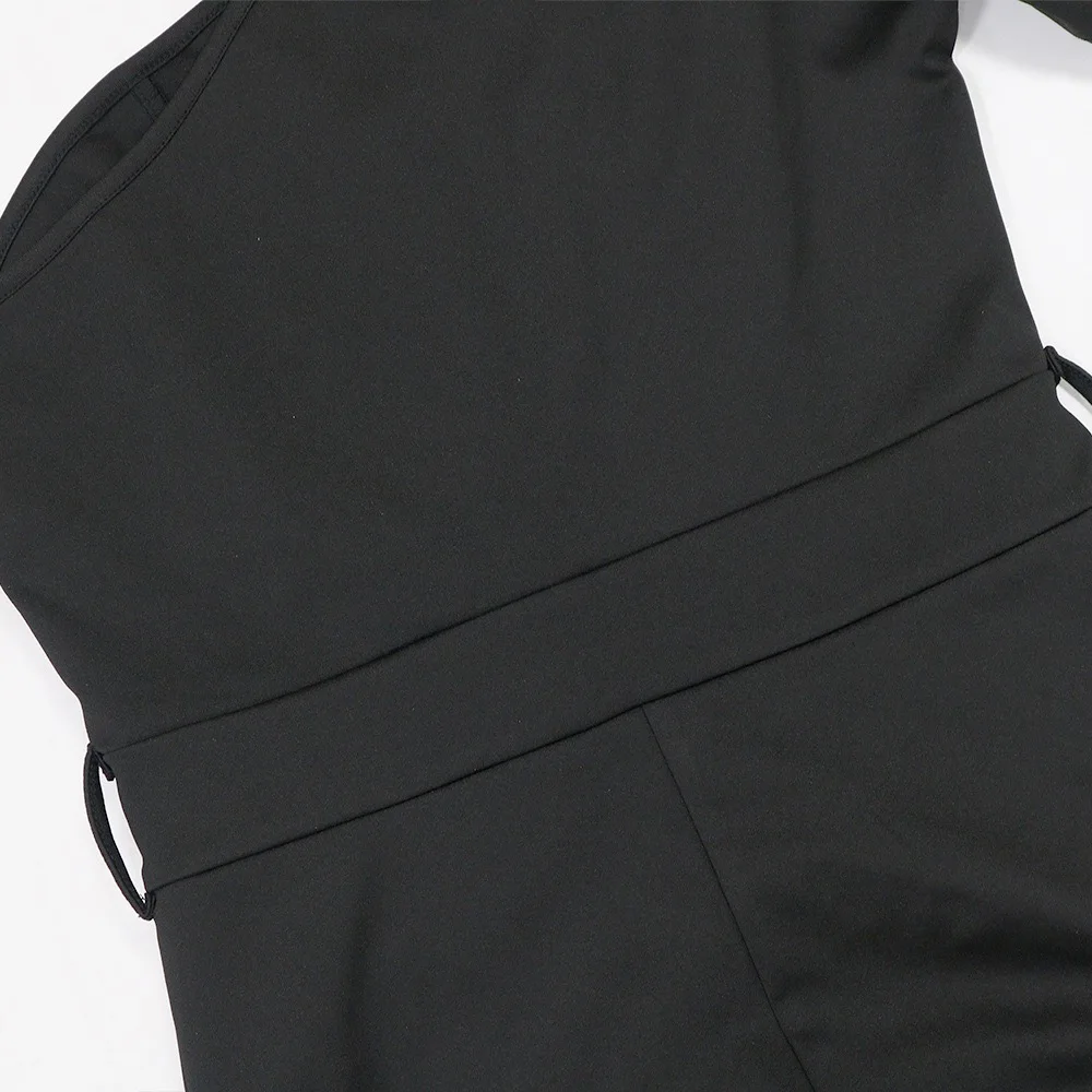 Sexy Black Jumpsuits & Rompers for Woman One Shoulder Beaded Floral Decorate Belt Waisted Straight Ladies Birthday Party Outfits