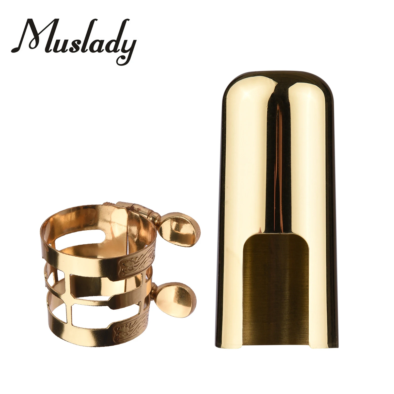 Muslady Alto Saxophone Ligature Double Screw Adjustment Sax Fastener Clip with Mouthpiece Cap Saxophone accessories