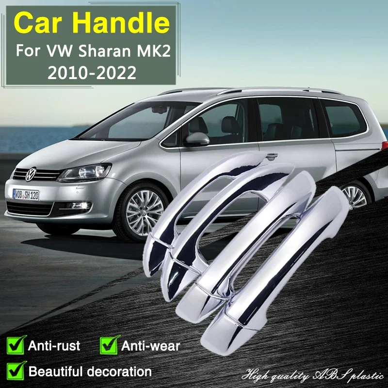 

for Volkswagen VW Sharan MK2 7N 2010~2022 Chrome Door Handle Cover Car Accessories Rustproof Protective Film Stickers Styliny