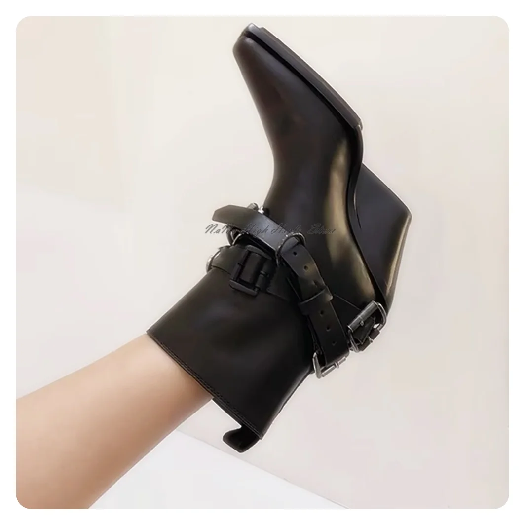 

Новые эластичные ботинки челси на танкетке с острым носком, женские осенние модные черные рыцарские сапоги на высоком каблуке, уличная обувь до середины икры