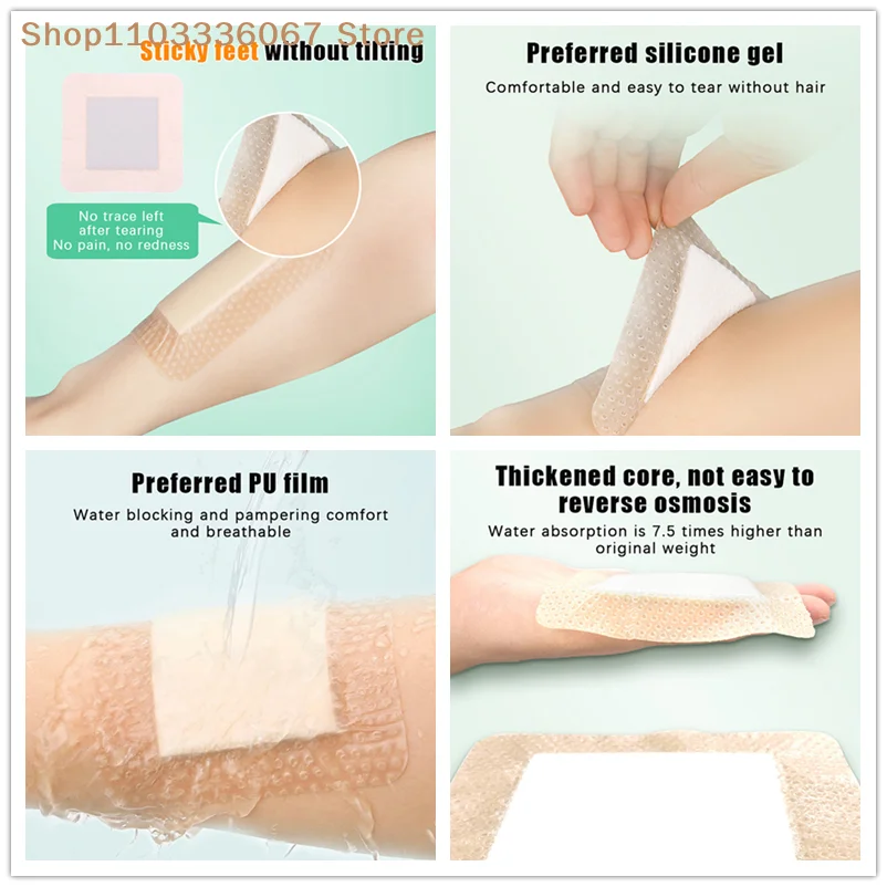 

[HB]Silicone Foam Dressing,Waterproof Dressing Wound Bedsore Patch Sterile Patch For Pressure Ulcer Individual Package