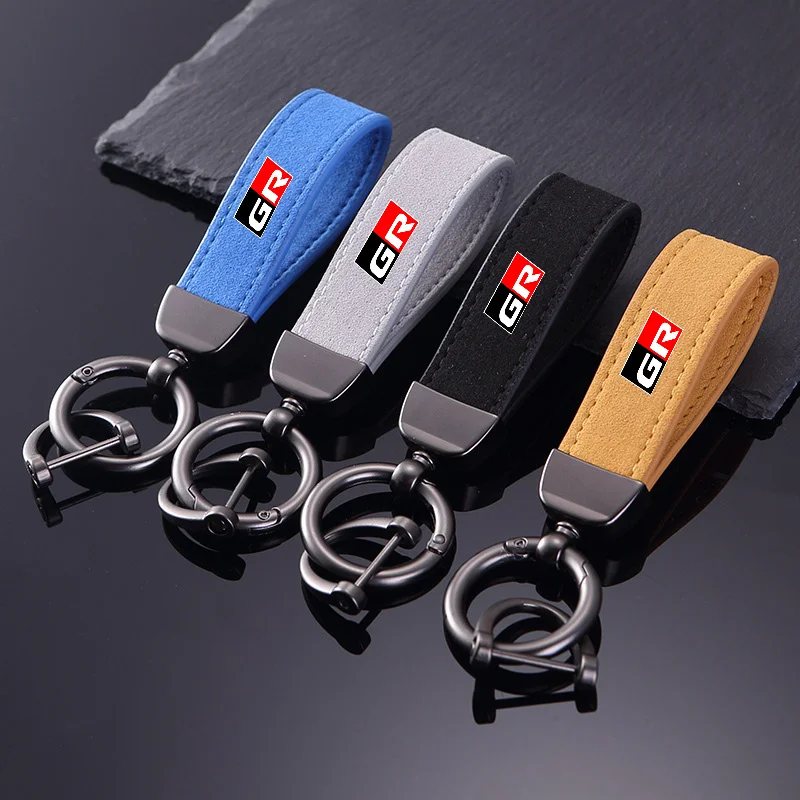 

Leather Car Key Rings Keyring for Toyota GR Sport Gazoo Racing Yaris 86 Corolla Hilux Supra C-HR Auto Decoration Accessories