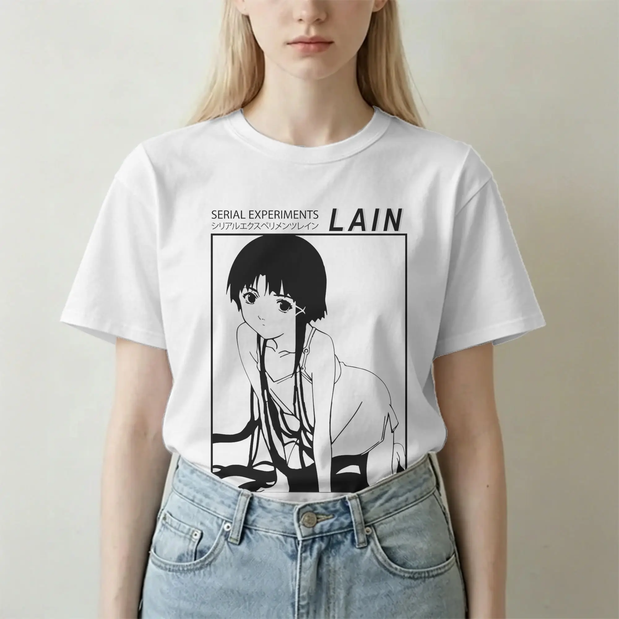 Serial Experiments Lain T Shirt Men Women 100% Cotton  for Male T-Shirt Round Neck 80s 90s Sci Fi Anime Tees Clothes 4XL 5XL 6XL