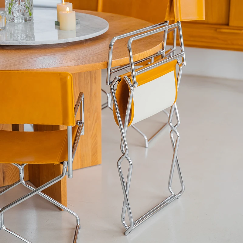 Minimal metal dining chair Small apartment foldable dining chair does not take up space Household back chair
