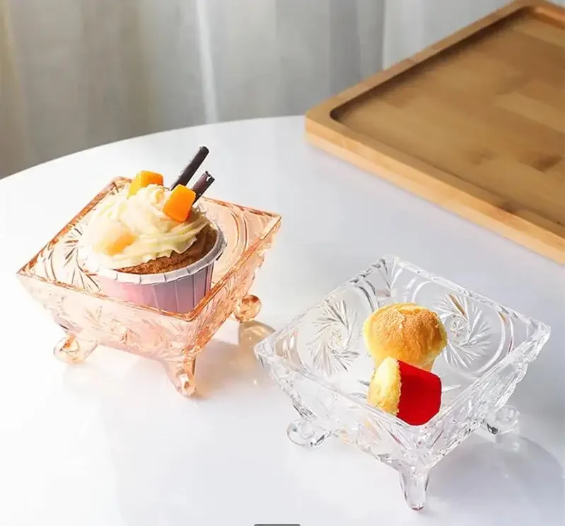 

Glass Home Fruit Platter Wedding Party Decoration Nut Candy Snack Plate European Style Afternoon Tea Dip Pickles