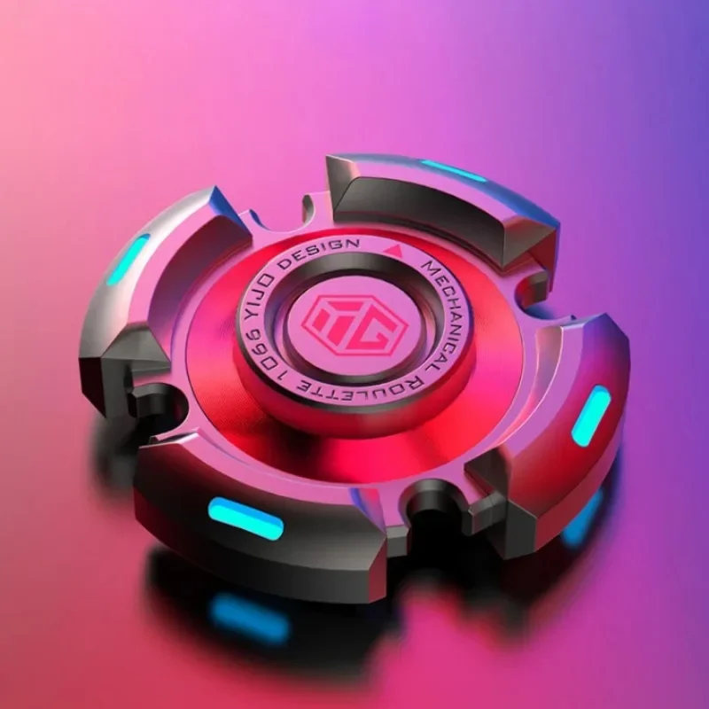 EDCミニ発光フィジェットスピナー、抗ストレス解消おもちゃ、金属製ハンドスピニングトップ、ジャイロスコープ、減圧回転玩具