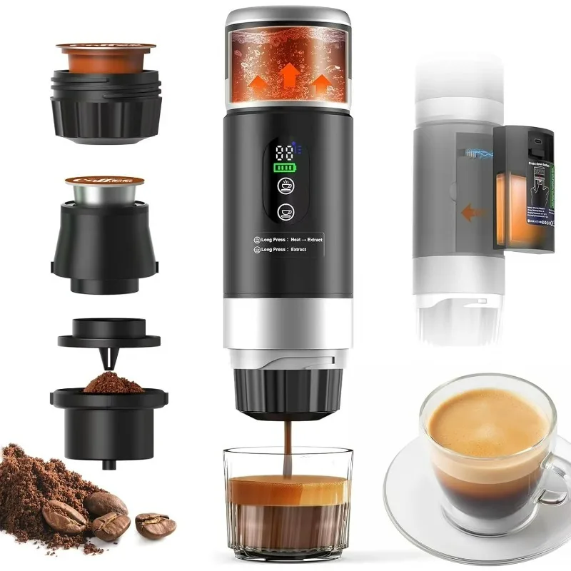 20Bar USB C  Portable Chargeable Battery Removable Espresso Machine 80ML Coffee Maker Camping Car Use  3in 1 Heat Coffee Machine