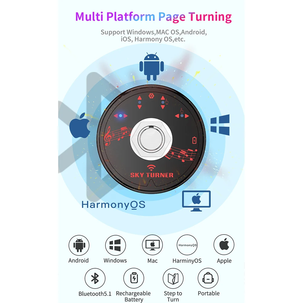 New Wireless Page Turner Pedal Free Reading Page Turns Bluetooth-compatible Reading Page Turning Pedall For Tablets Phone Guitar