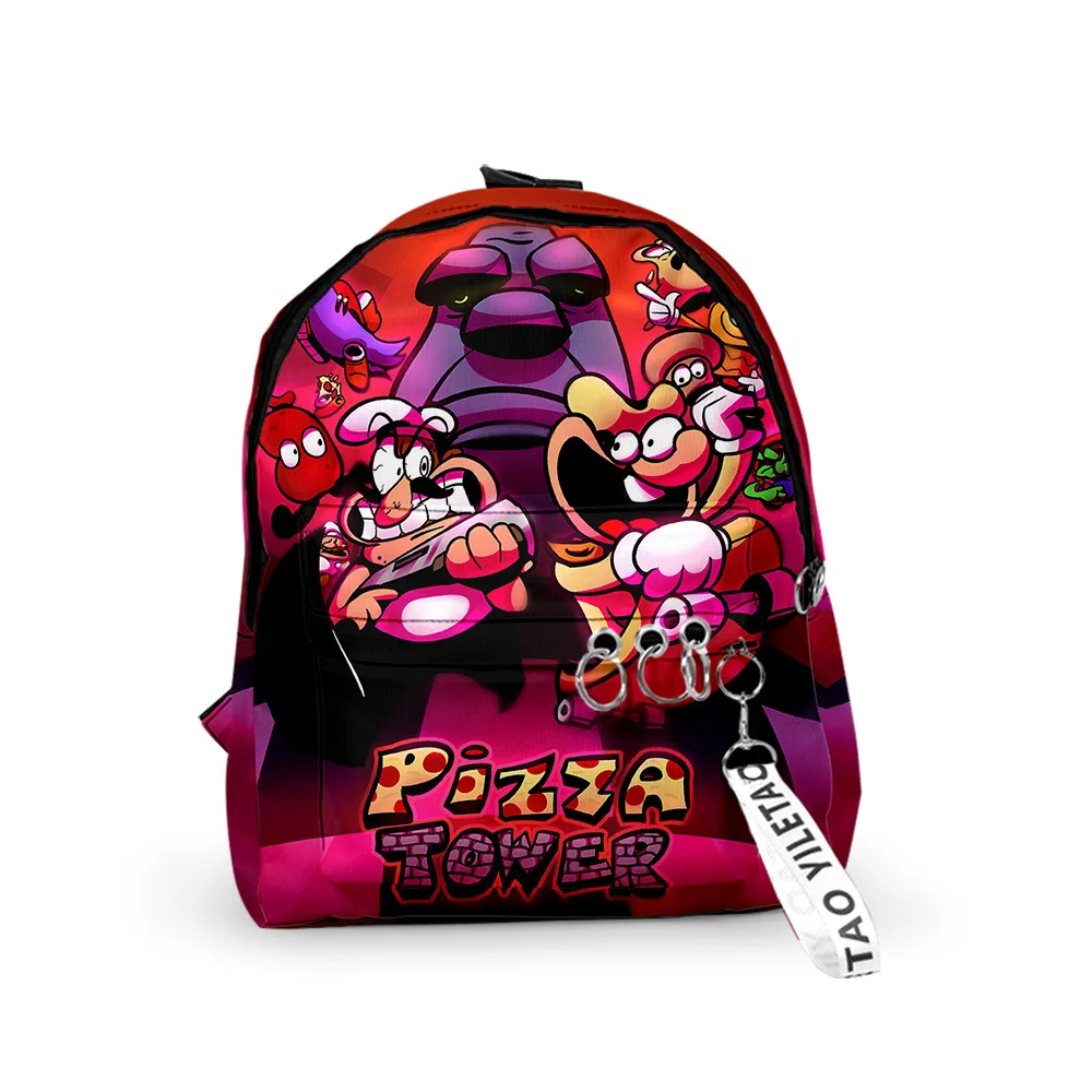 

Harajuku Funny Pizza Tower Pepperman Backpacks pupil School Bags 3D Print Keychains Oxford Waterproof Cute Small Backpacks