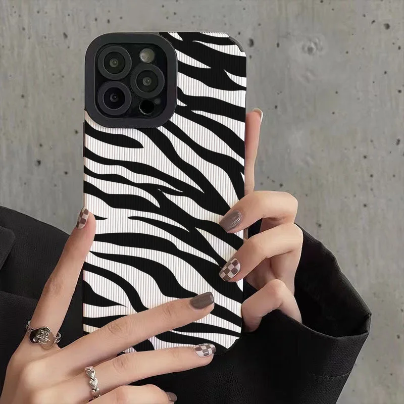 Luxury Zebra Stripe Phone Case for Iphone 11 Pro Max Iphone 12 Pro Max Iphone 13 Pro Max Iphone 14 Pro Max Silicone Cover