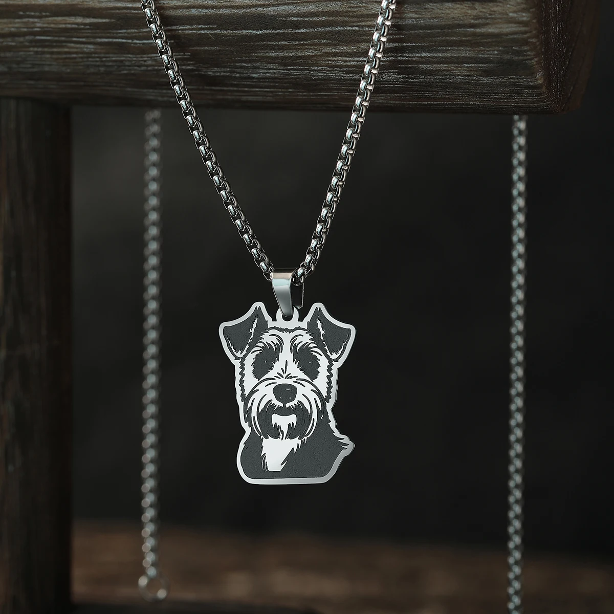 CHENGXUN Airedale Terrier Pendant Necklace Birthday Commemorative Gift Stainless Steel Jewelry Gifts for Men and Women