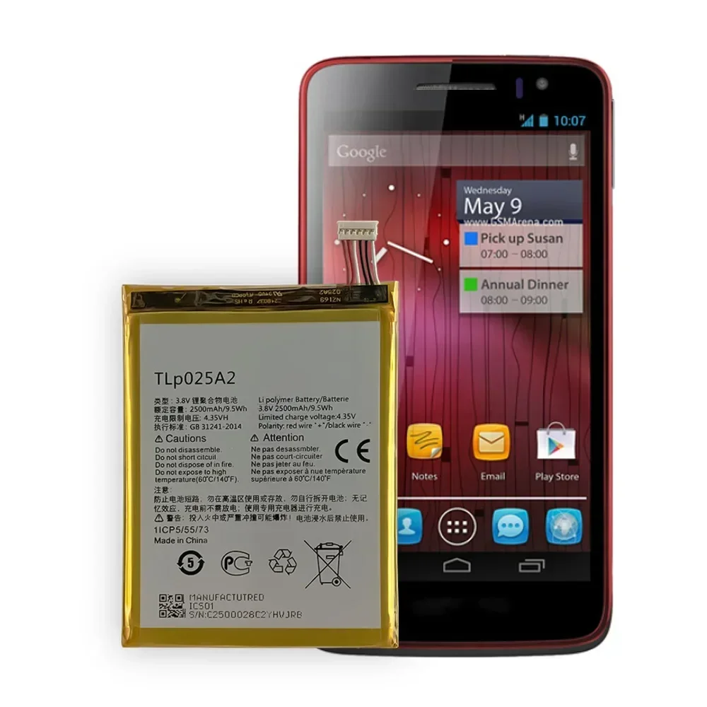 Batería de 2500mAh TLp025A2 para Alcatel Idol X PLUS One Touch Pop 2(5,0) C9 5054A OT-5054 5054N 7047D 7046T, batería para teléfono móvil