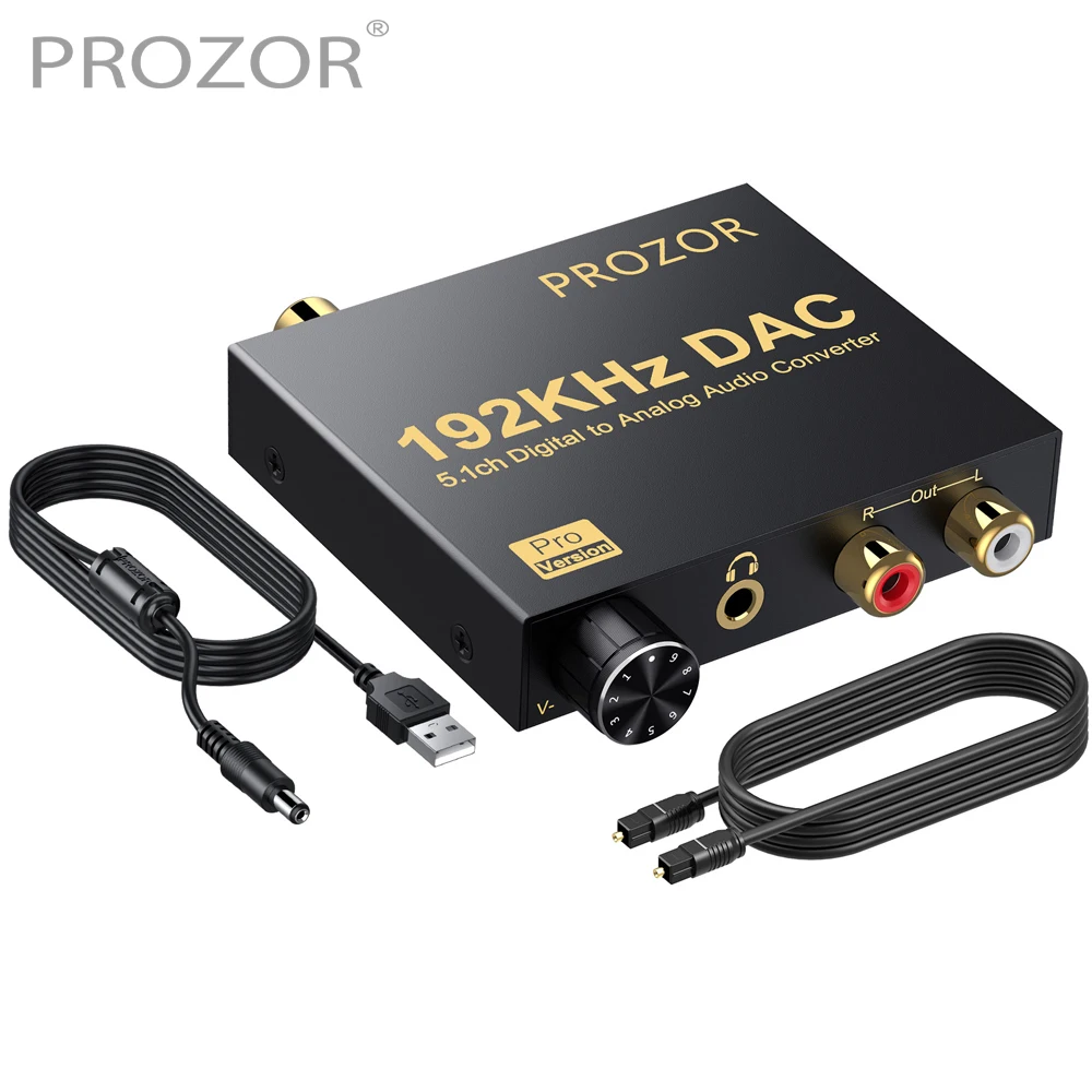 PROZOR 192kHz cyfrowy do analogowy konwerter Audio kompatybilny z AC-3 DTS 5.1CH DAC konwerter optyczny koncentryczny do RCA 3.5mm Jack