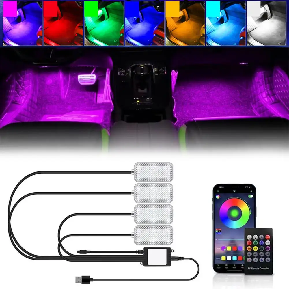 

USB 5 В светодиодный салон автомобиля, окружающий свет для ног, музыкальное приложение, автоматическое управление атмосферой автомобиля, декоративная лампа, аксессуары RGB J6C7
