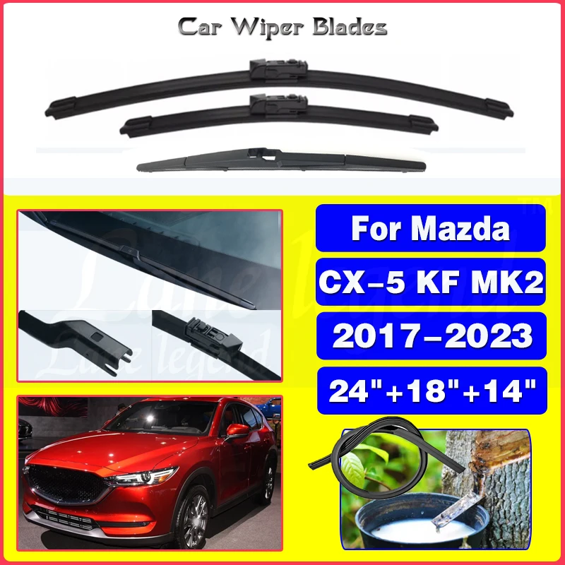 Wiper Blades Set For Mazda CX5 CX-5 CX 5 KF MK2 2017 2018 2019 2020 2021 2022 2023 Front Rear Windshield Windscreen Wiper Window