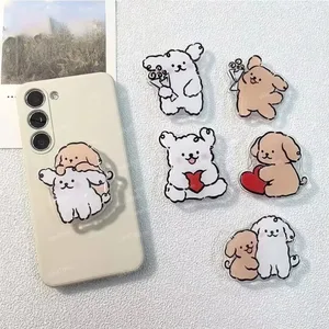 Braket Tok Pegangan Telepon Dudukan Saku Soket Magnet Pegangan Anak Anjing Kartun Lucu Korea untuk iPhone Samsung Xiaomi Dudukan Jari Manis 6 tempat telepon anjing penjualan terbaik - №