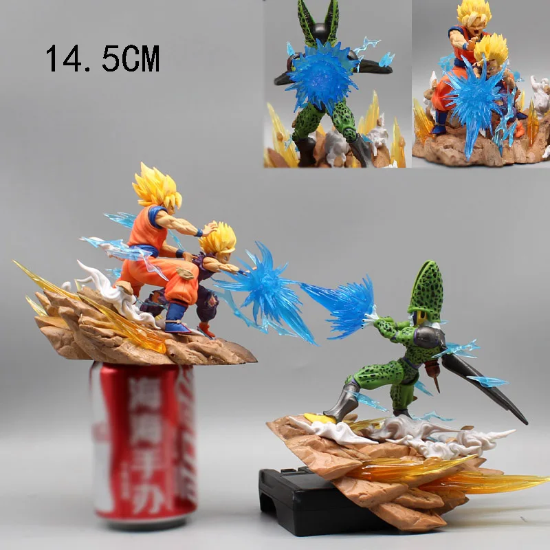 

14.5cm Anime Dragon Ball Figurine Kid Gohan Figure Super Saiyan Son Goku Vs Cell Action Figure Model PVC Collectible Statue Toy