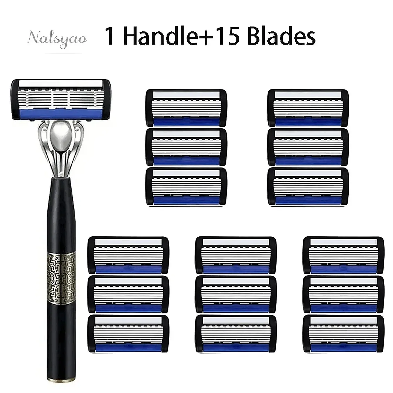 Washable 6-Layer Metal Manual Razor for Men Stainless Steel Blade Hand Guard Beard Trimmer Holder