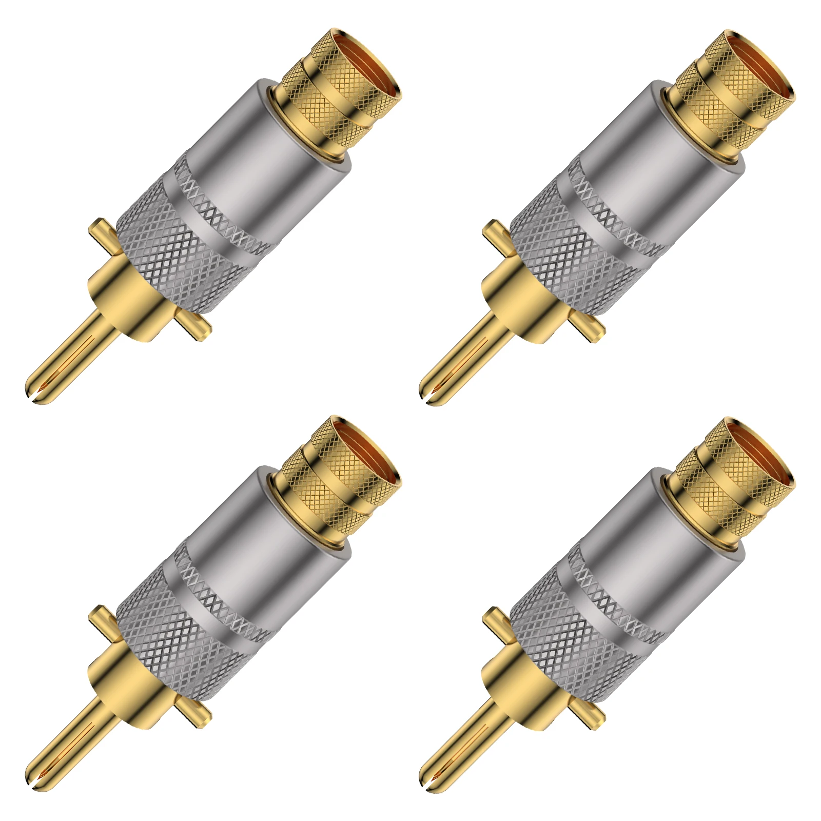 

4PCS 24K Gold Plated Double Lock Banana Plugs Speaker Amplifier Terminal Connect