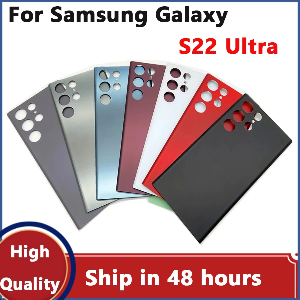 For Samsung Galaxy S22 Ultra Battery Door Housing Battery Glass Rear S22Ultra Back Cover With Adhesive With Camera Lens