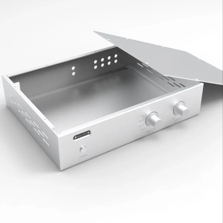 

Silver All Aluminum Frosted Material 4 Input 1 Output Preamplifier Chassis DIY Box