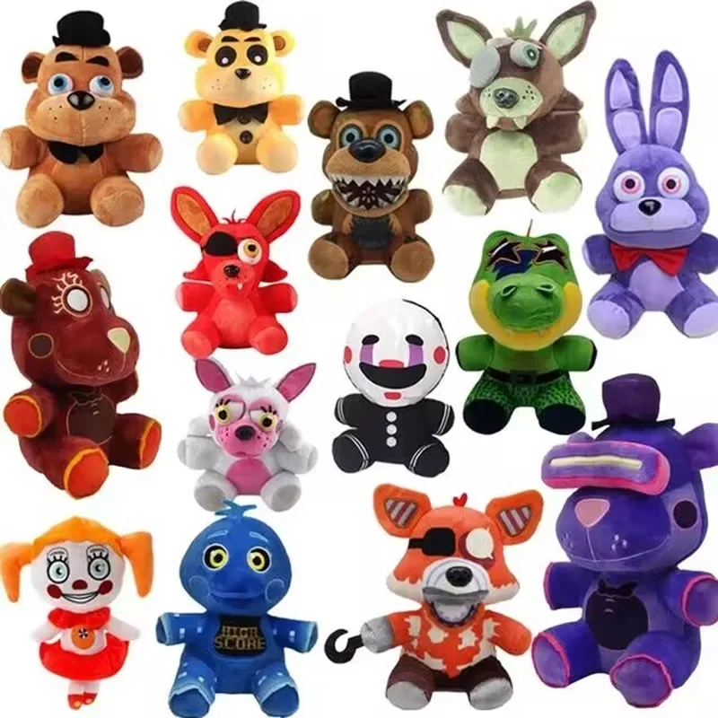 

Game FNAF Plush Toys Nightmare Freddy Bonnie Chica Stuffed Plush 18cm Animal Blacklight Freddy Frostbe Funtime Foxy Doll Gifts