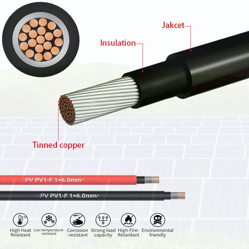 Solar Extension Cable 10/12/14/16AWG Tinned Copper Wire PV Wire for Outdoor Car RV Boat Marine Home Solar Panel - Black & Red